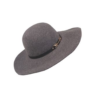 House of Harlow 1960 women wool floppy wide brim gray buckle hat OS NWOT
